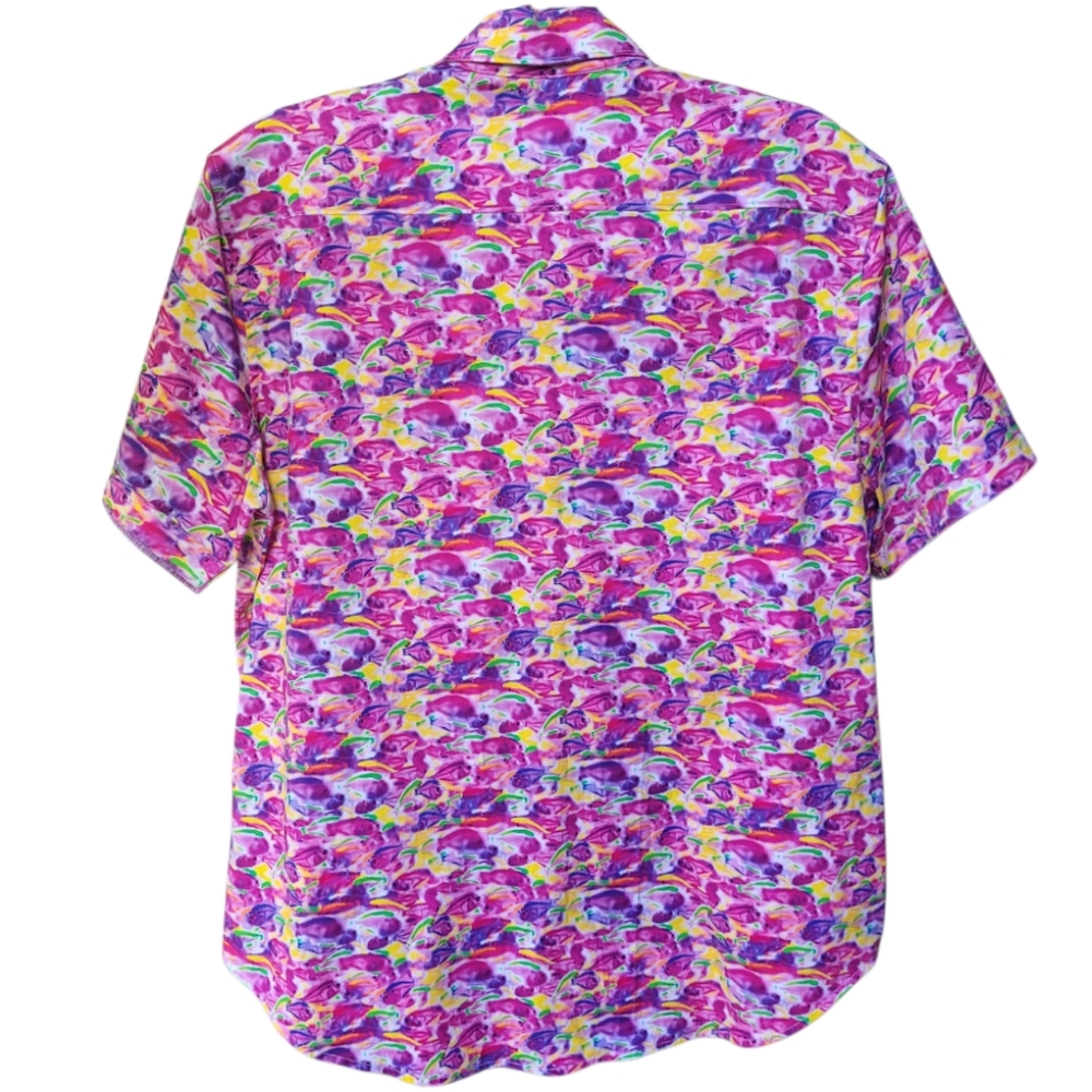 Robert Graham Fishy Business Short Sleeve Button Down Shirt Pink Purple Size M - Picture 3 of 16